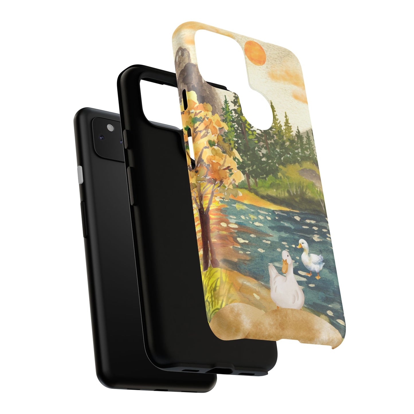 Artistic Phone Case with Ducks and Nature Scene