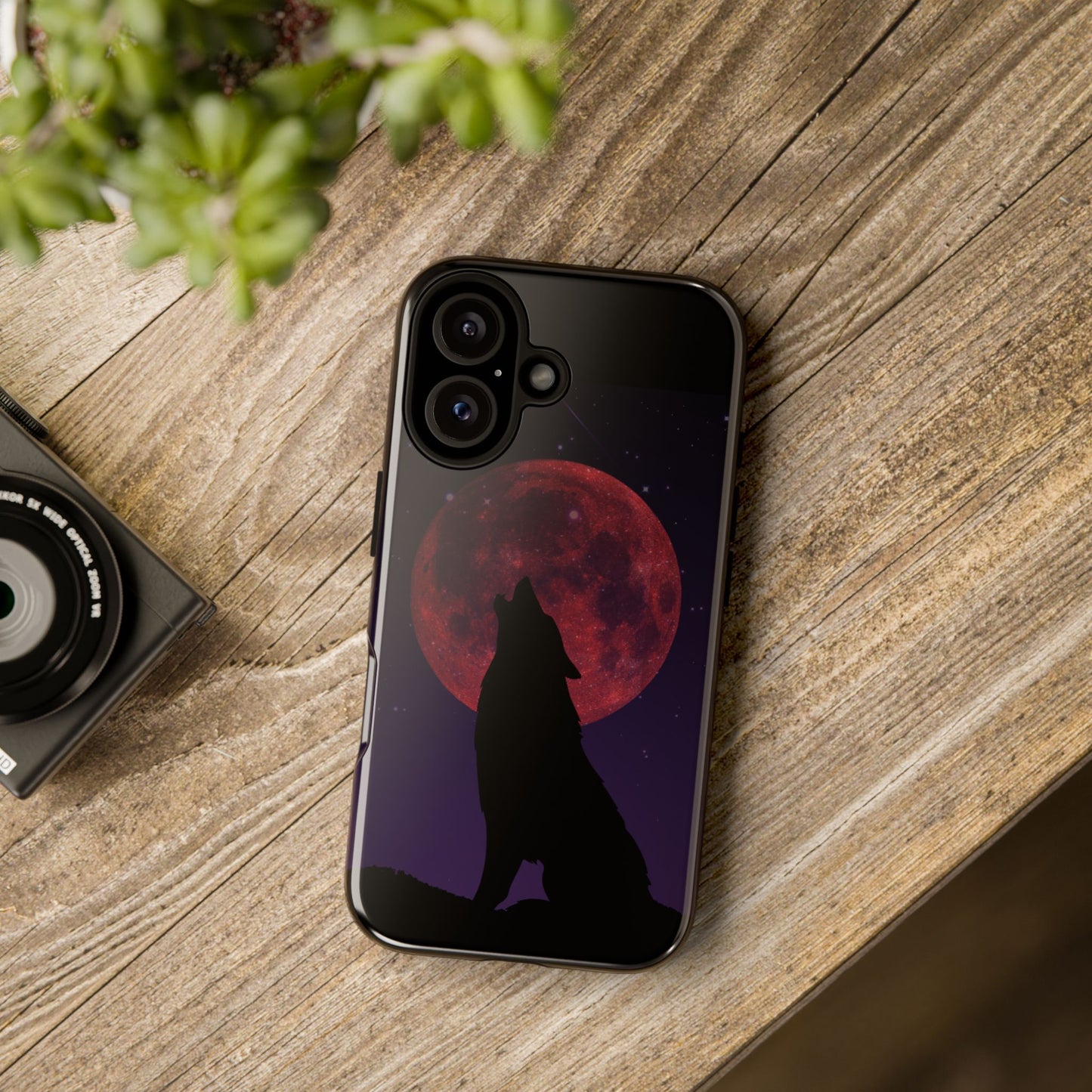 Wolf Howling at Blood Moon Phone Case - Tough & Stylish Protector