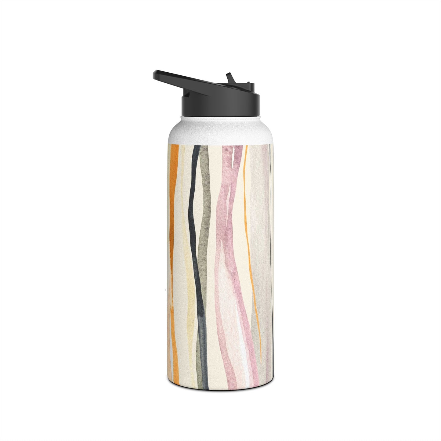 Stylish Stainless Steel Water Bottle - Artistic Striped Design