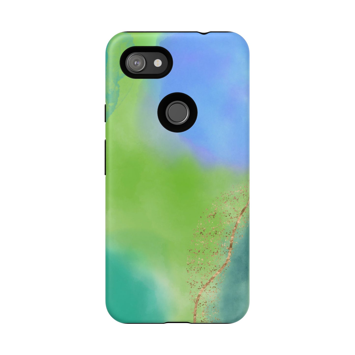 Artistic Tough Phone Case – Vibrant Green and Blue Abstract Design