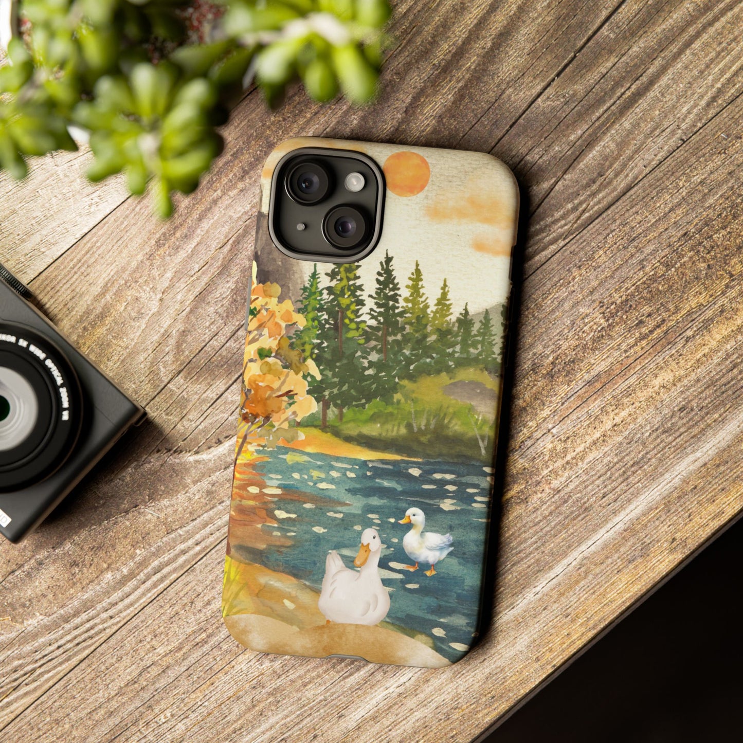 Artistic Phone Case with Ducks and Nature Scene