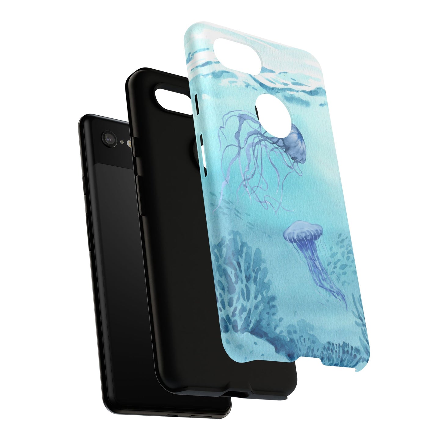 Ocean-Inspired Tough Phone Case with Jellyfish Design