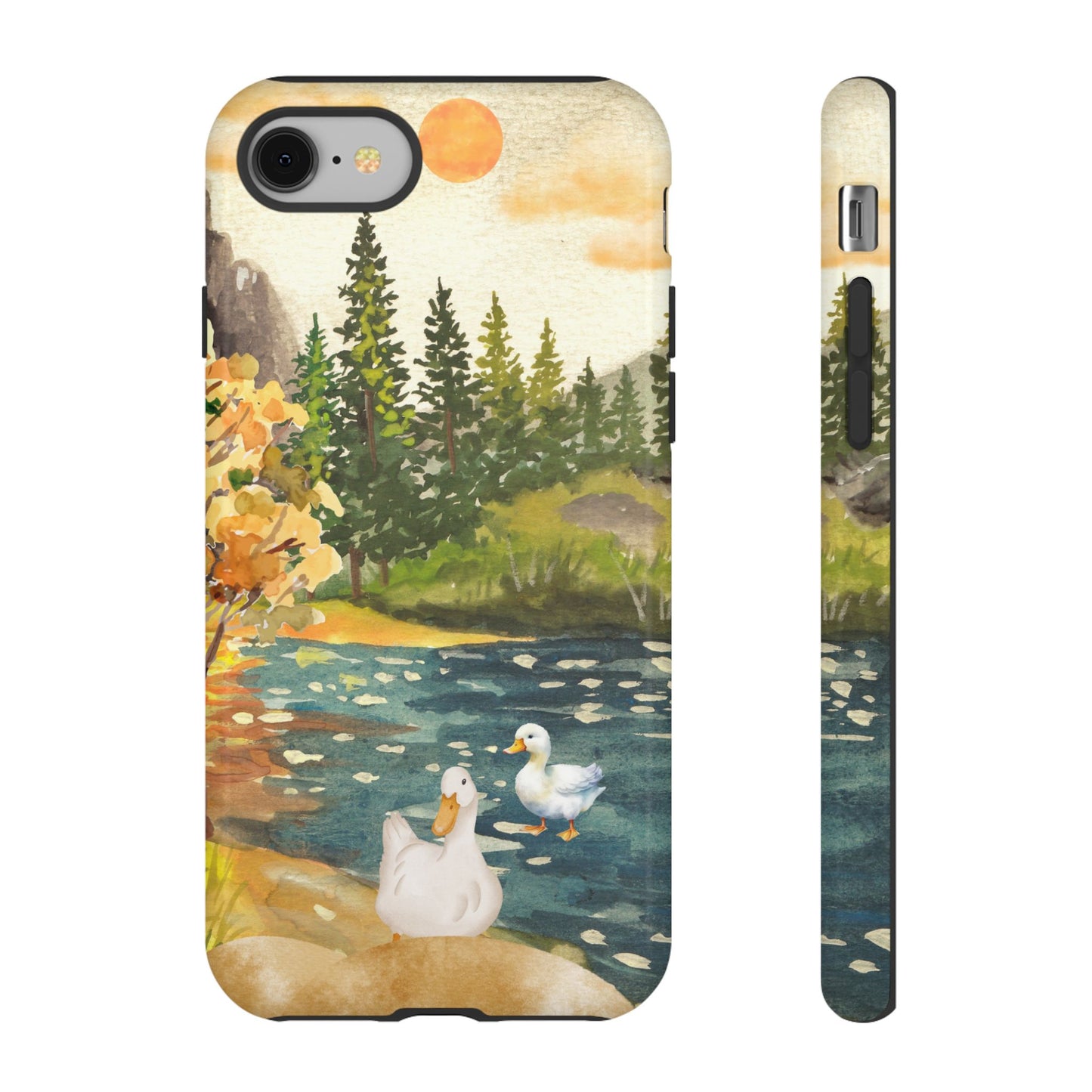 Artistic Phone Case with Ducks and Nature Scene