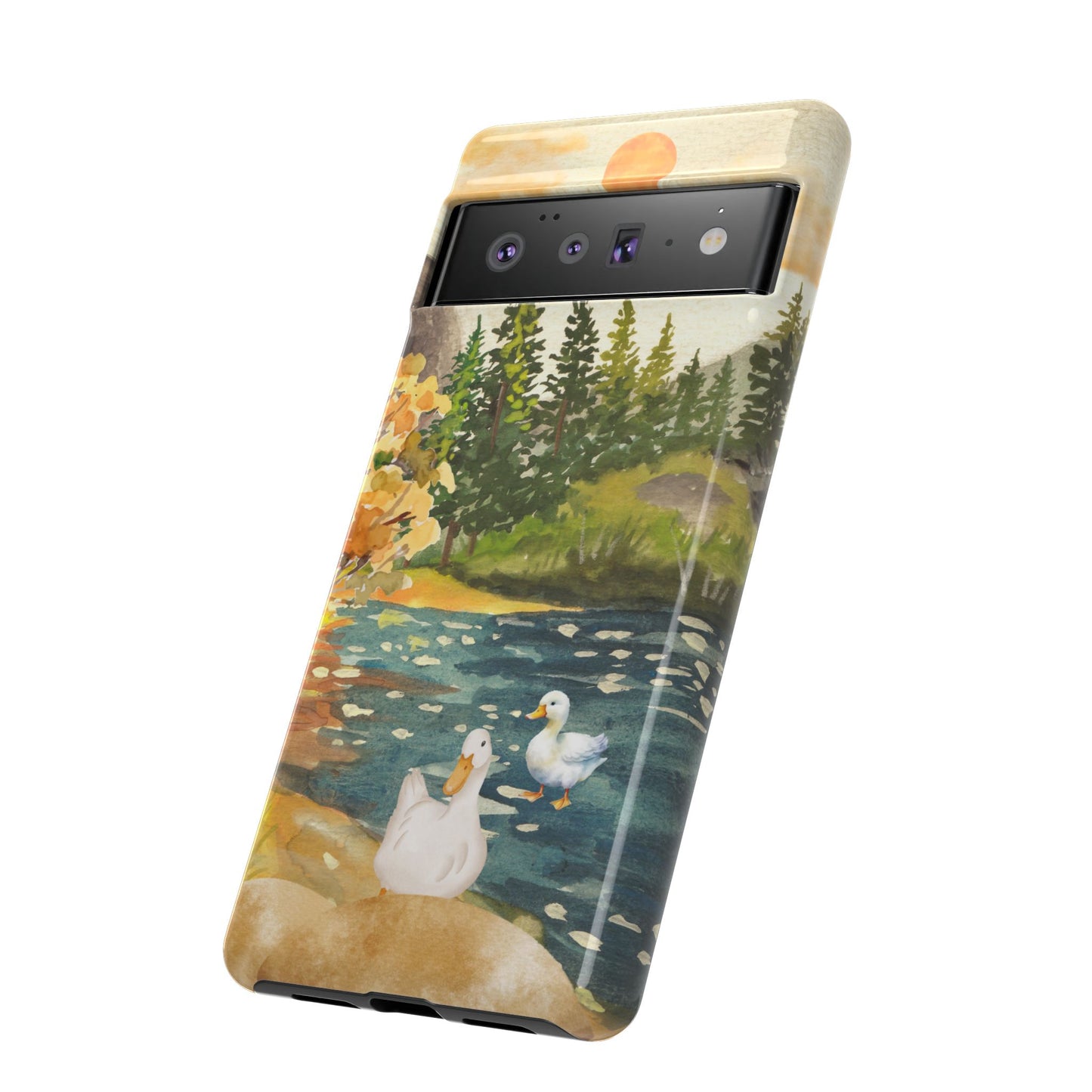 Artistic Phone Case with Ducks and Nature Scene