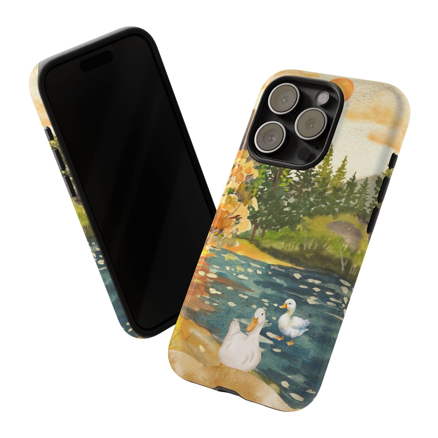 Artistic Phone Case with Ducks and Nature Scene