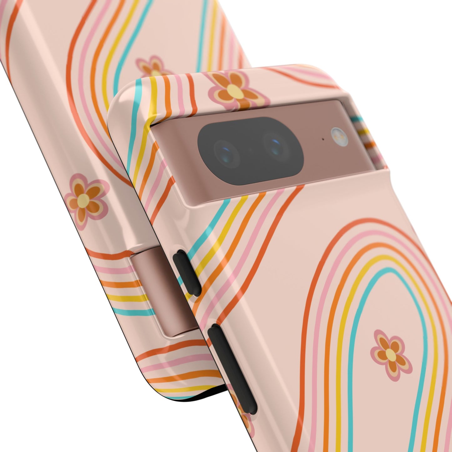 Retro Rainbow Phone Case - Tough & Stylish Floral Design