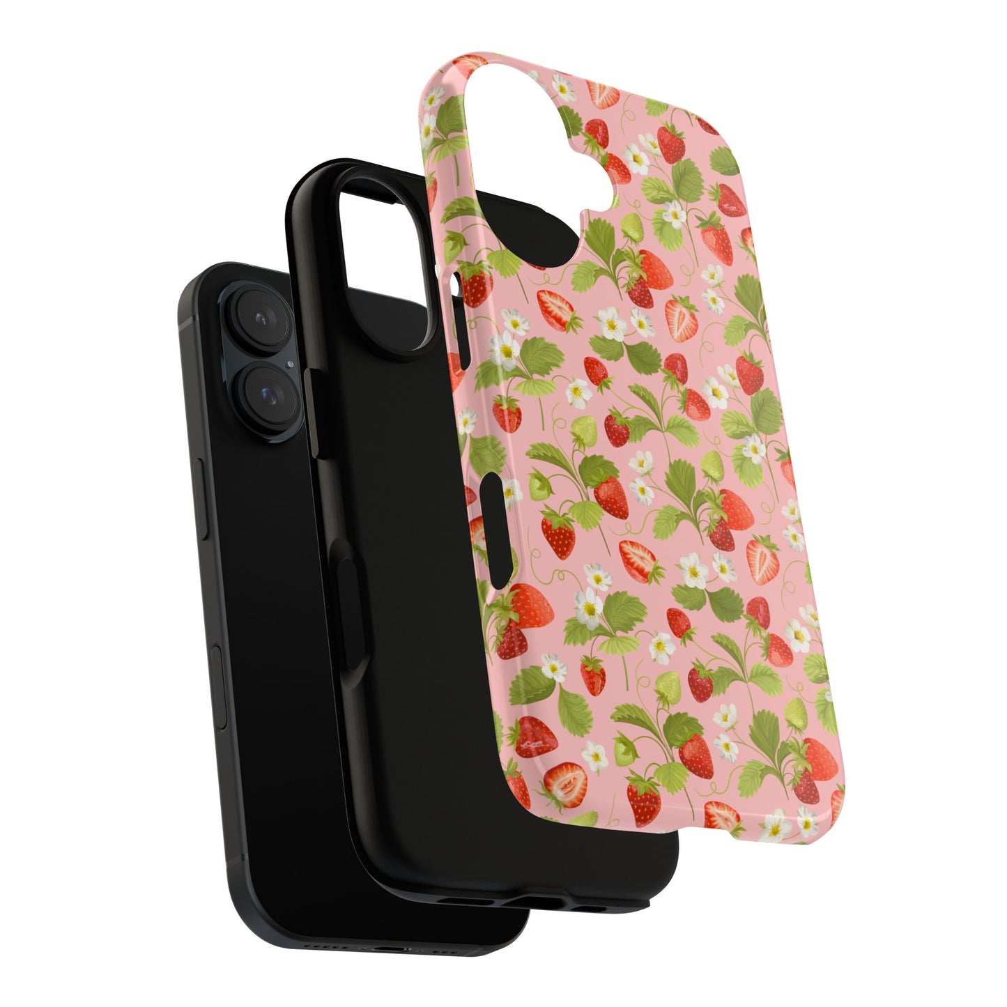 Strawberry Floral Tough Case - Cute Berry Pattern Phone Cover