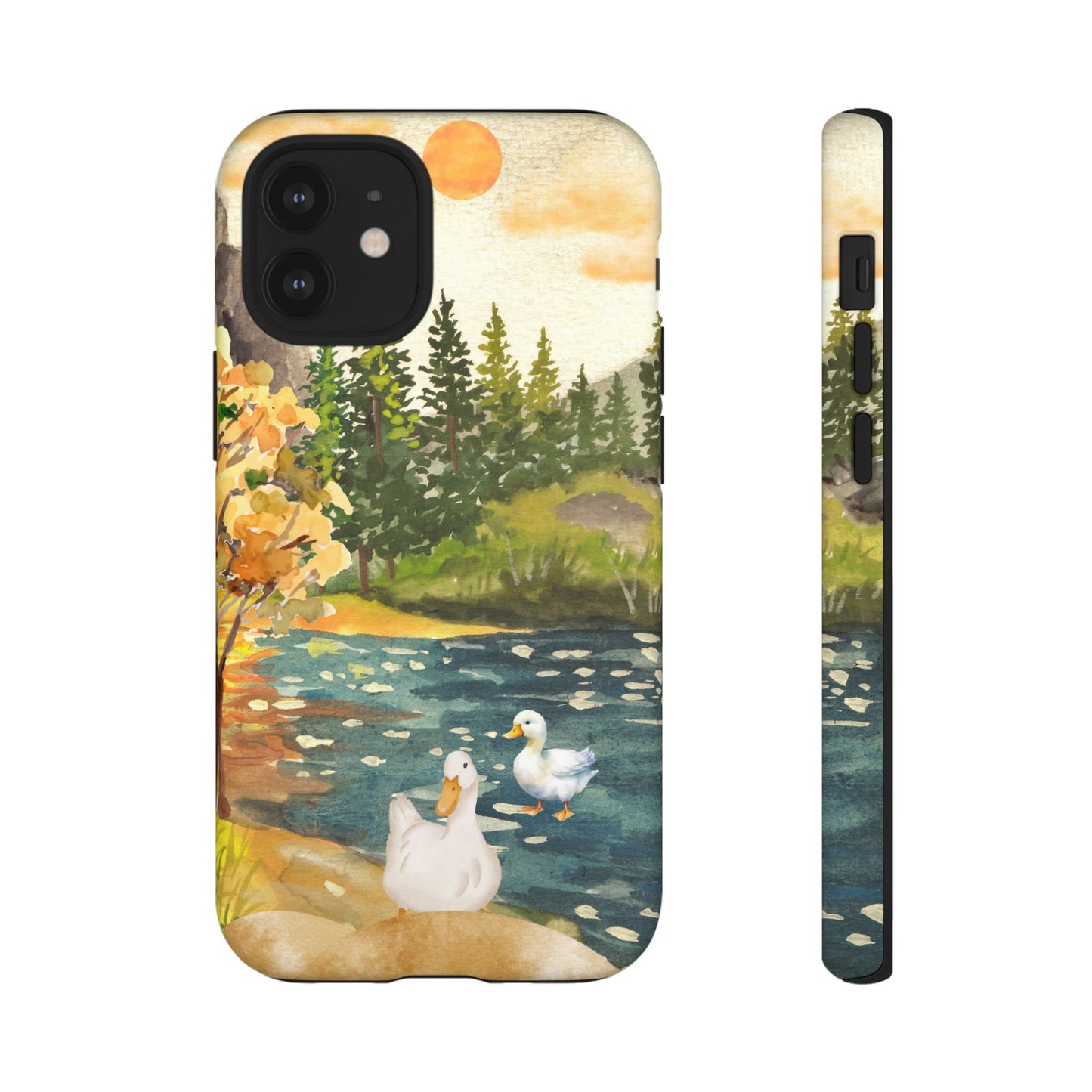Artistic Phone Case with Ducks and Nature Scene