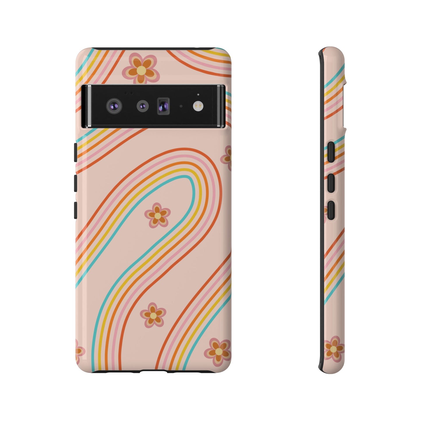 Retro Rainbow Phone Case - Tough & Stylish Floral Design
