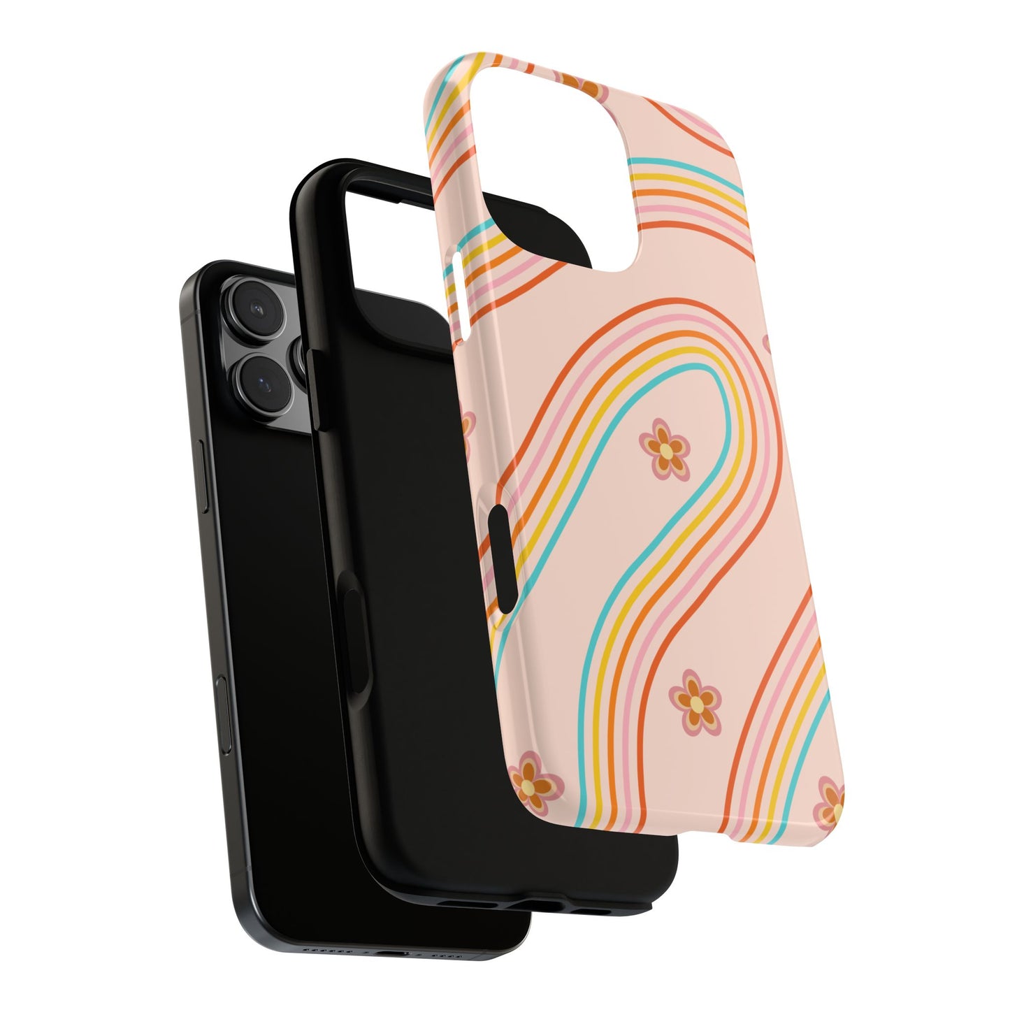 Retro Rainbow Phone Case - Tough & Stylish Floral Design
