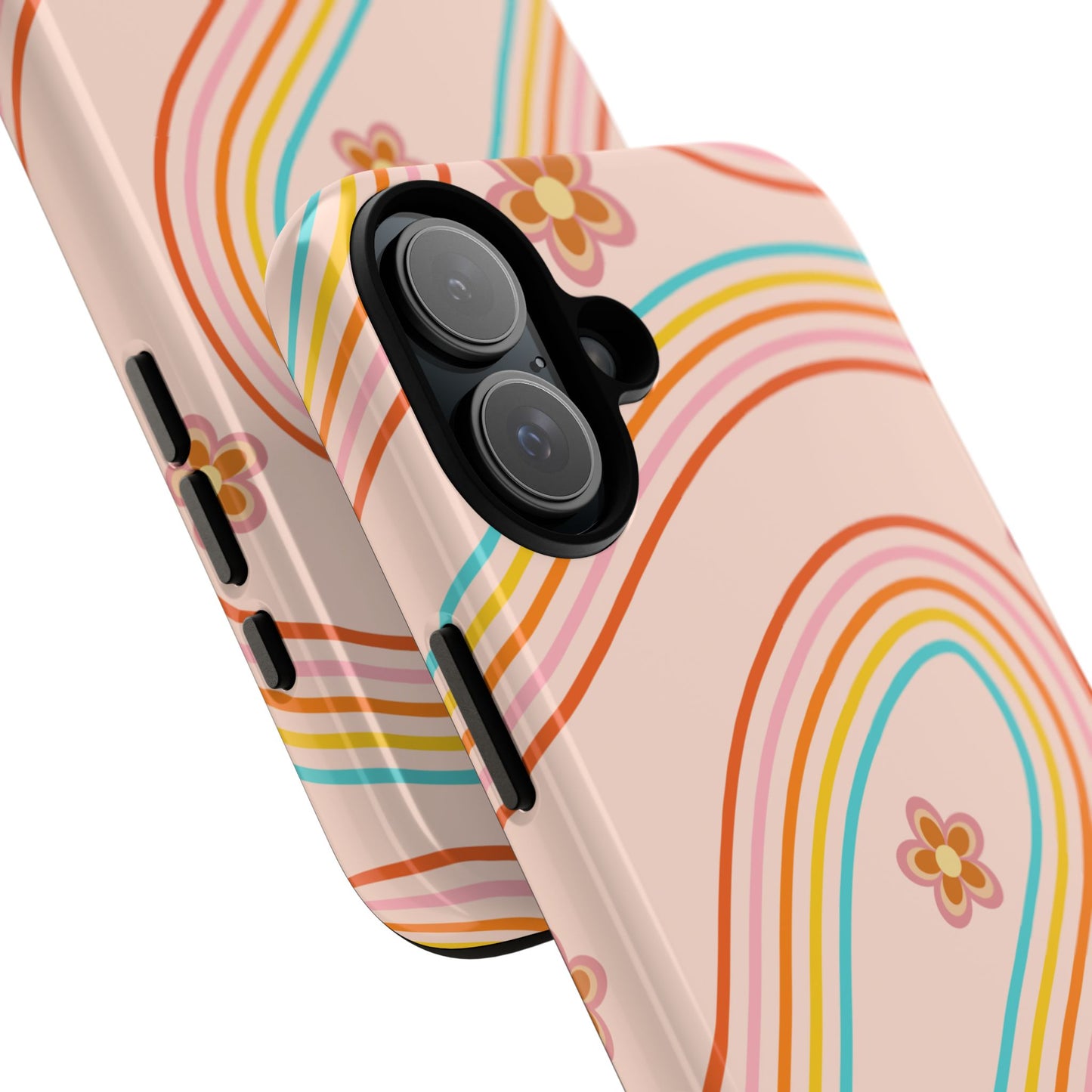 Retro Rainbow Phone Case - Tough & Stylish Floral Design