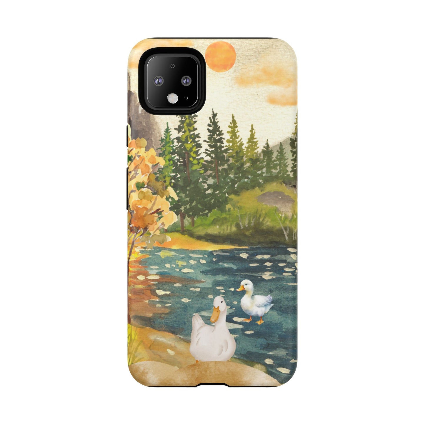Artistic Phone Case with Ducks and Nature Scene