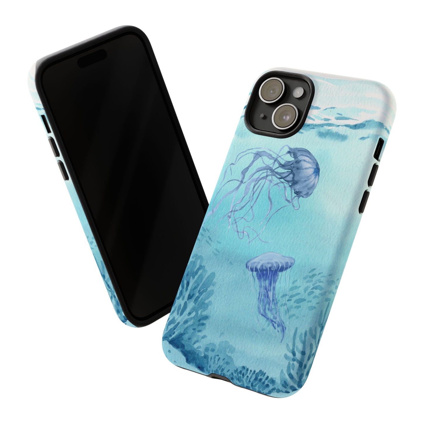 Ocean-Inspired Tough Phone Case with Jellyfish Design