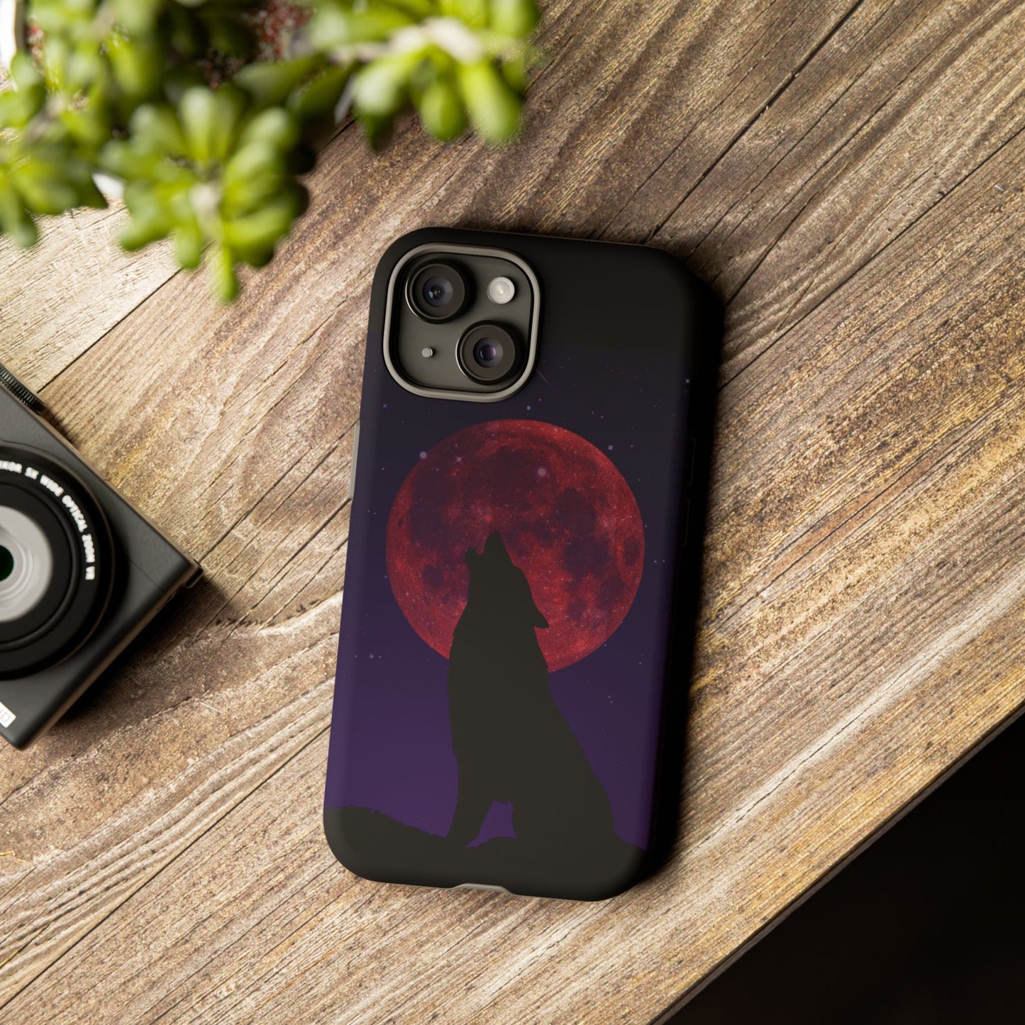 Wolf Howling at Blood Moon Phone Case - Tough & Stylish Protector