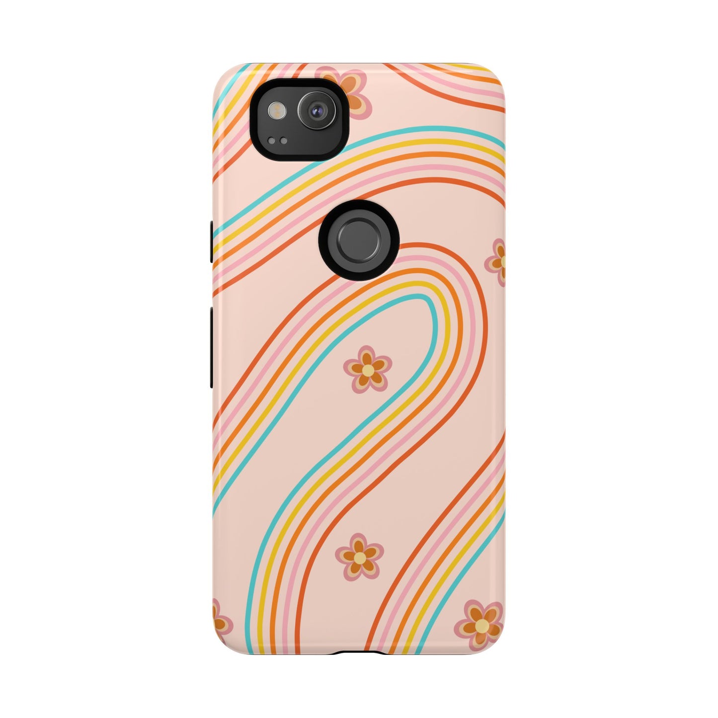 Retro Rainbow Phone Case - Tough & Stylish Floral Design