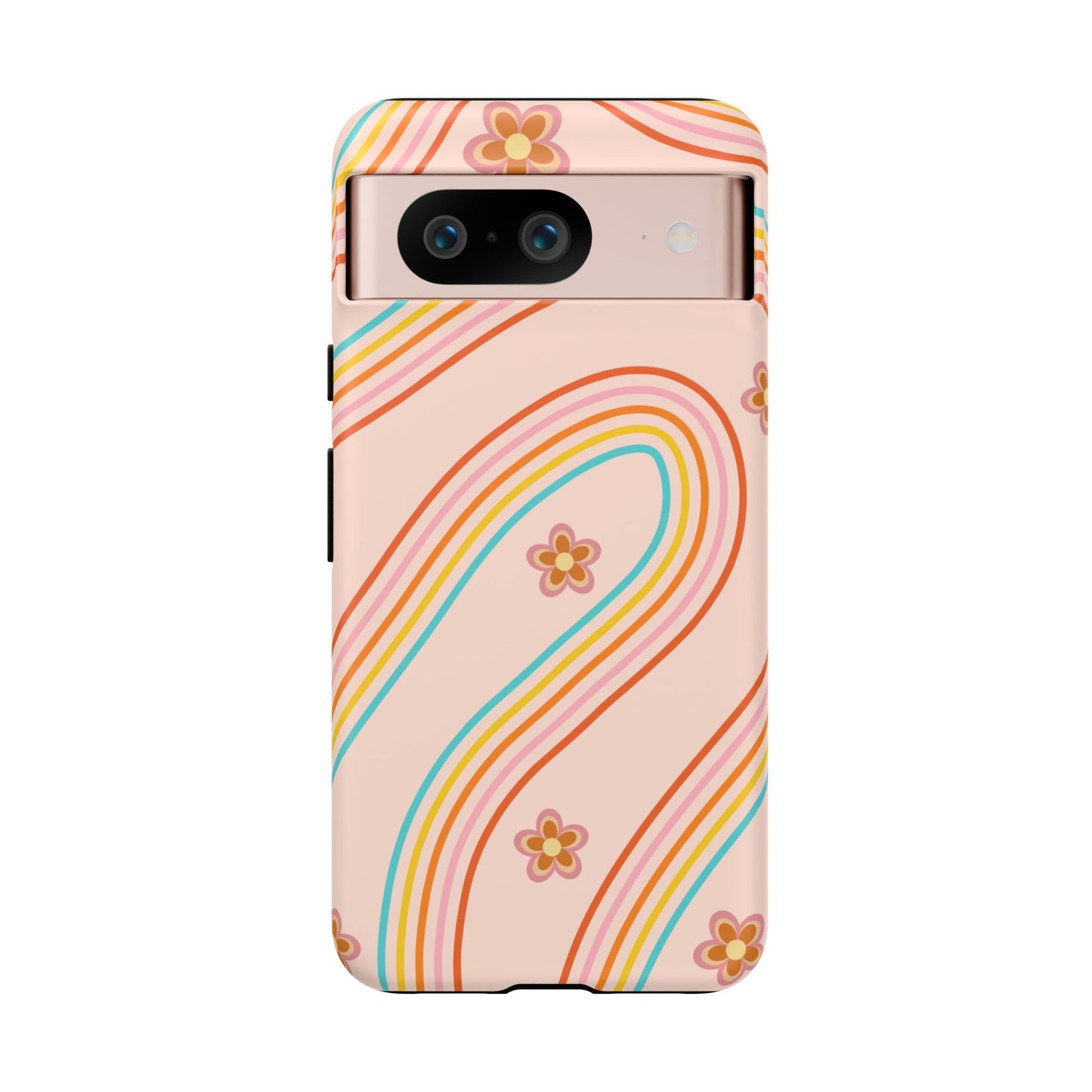 Retro Rainbow Phone Case - Tough & Stylish Floral Design