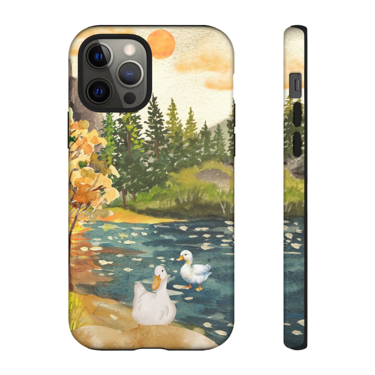 Artistic Phone Case with Ducks and Nature Scene