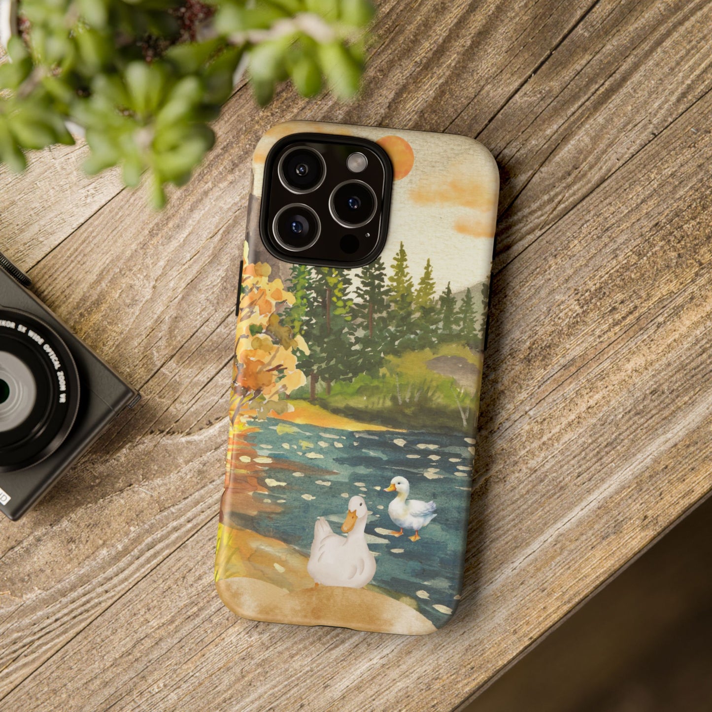 Artistic Phone Case with Ducks and Nature Scene