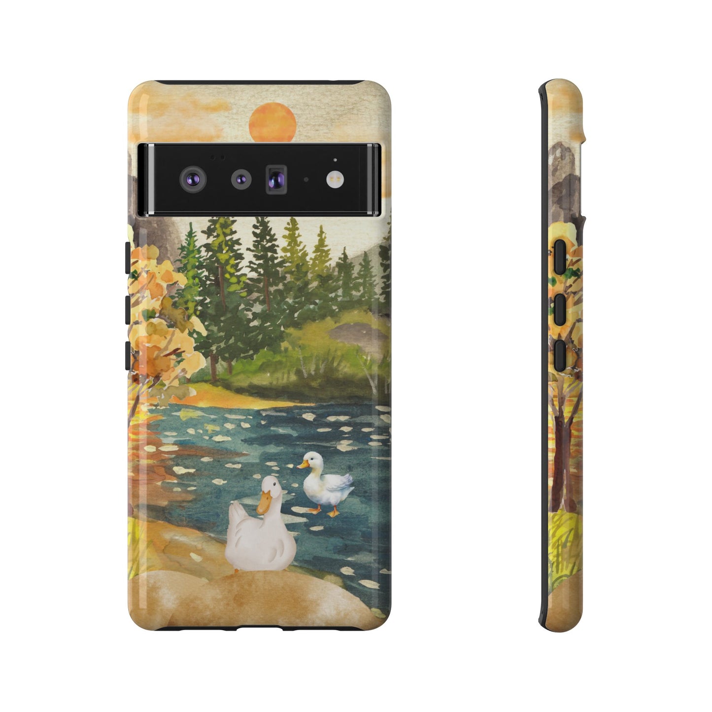 Artistic Phone Case with Ducks and Nature Scene