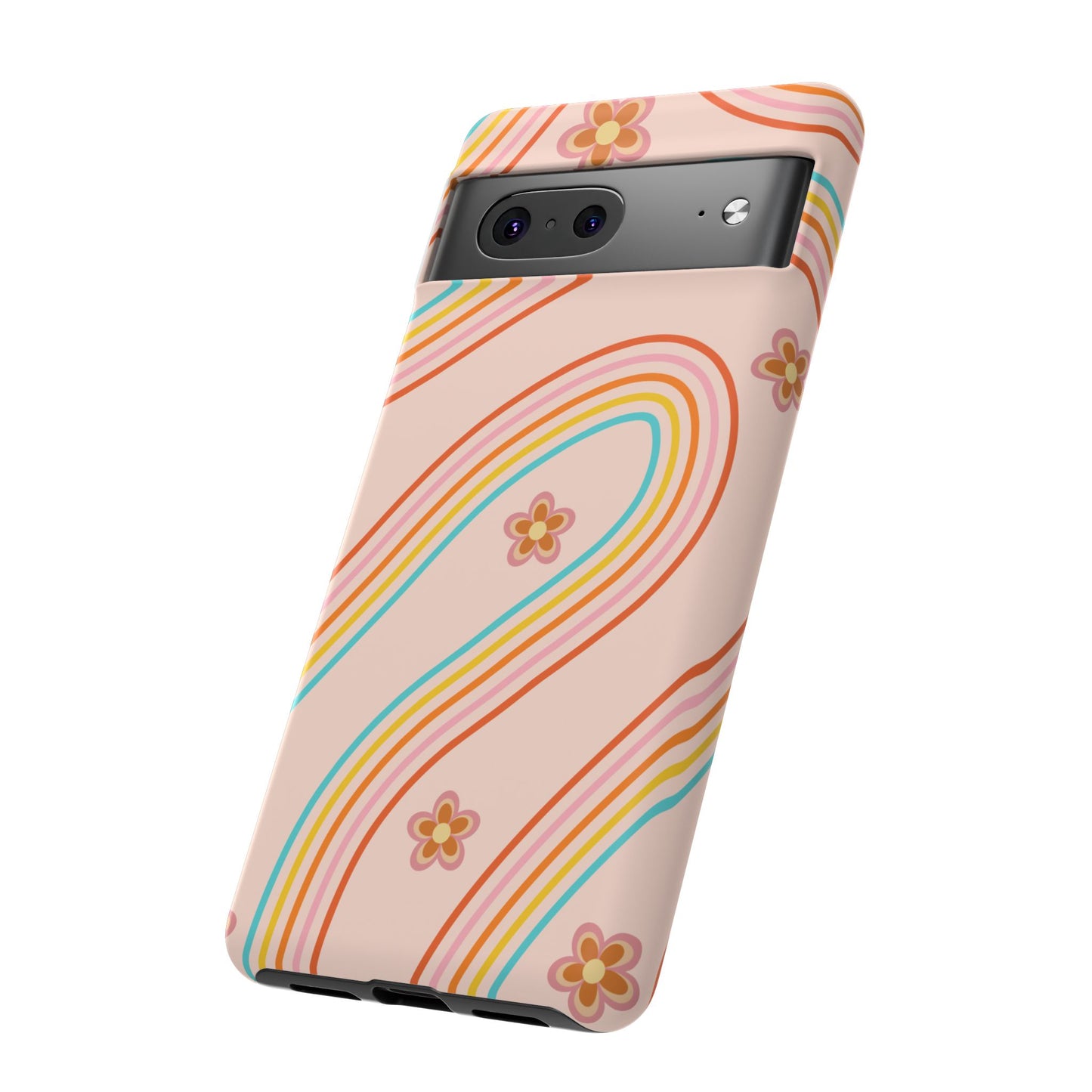 Retro Rainbow Phone Case - Tough & Stylish Floral Design