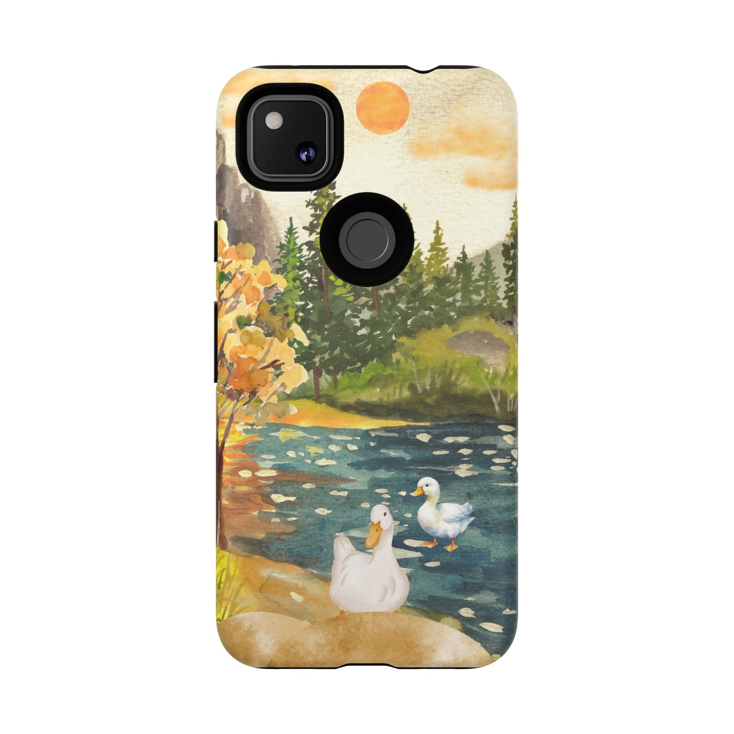 Artistic Phone Case with Ducks and Nature Scene
