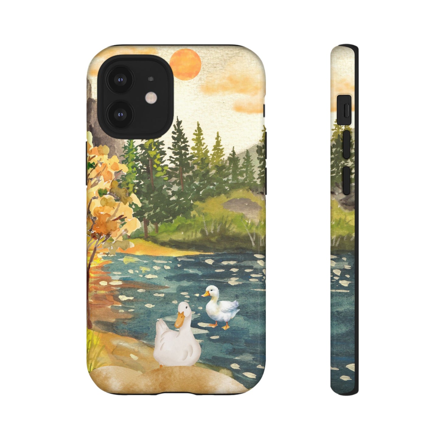 Artistic Phone Case with Ducks and Nature Scene