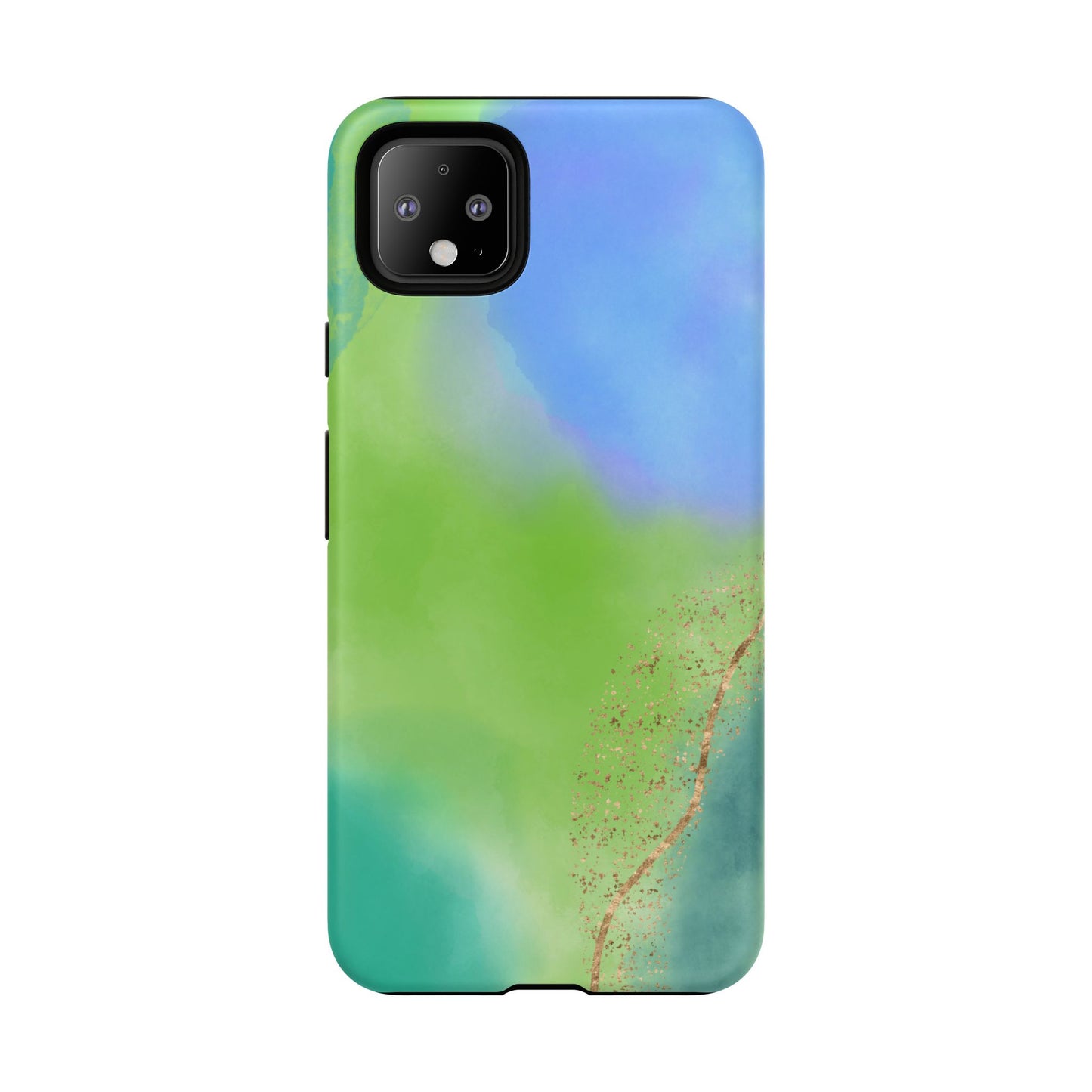 Artistic Tough Phone Case – Vibrant Green and Blue Abstract Design