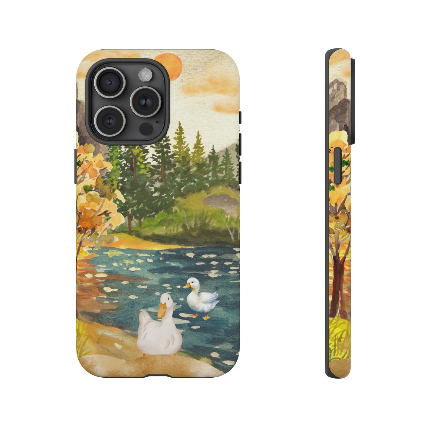 Artistic Phone Case with Ducks and Nature Scene