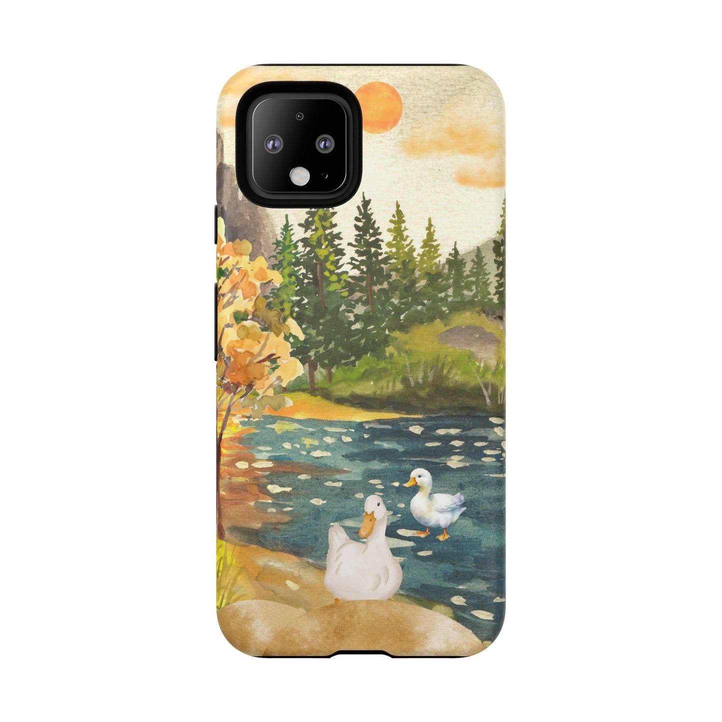 Artistic Phone Case with Ducks and Nature Scene