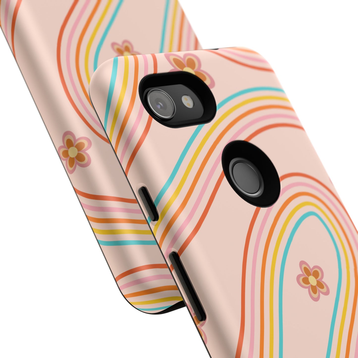 Retro Rainbow Phone Case - Tough & Stylish Floral Design