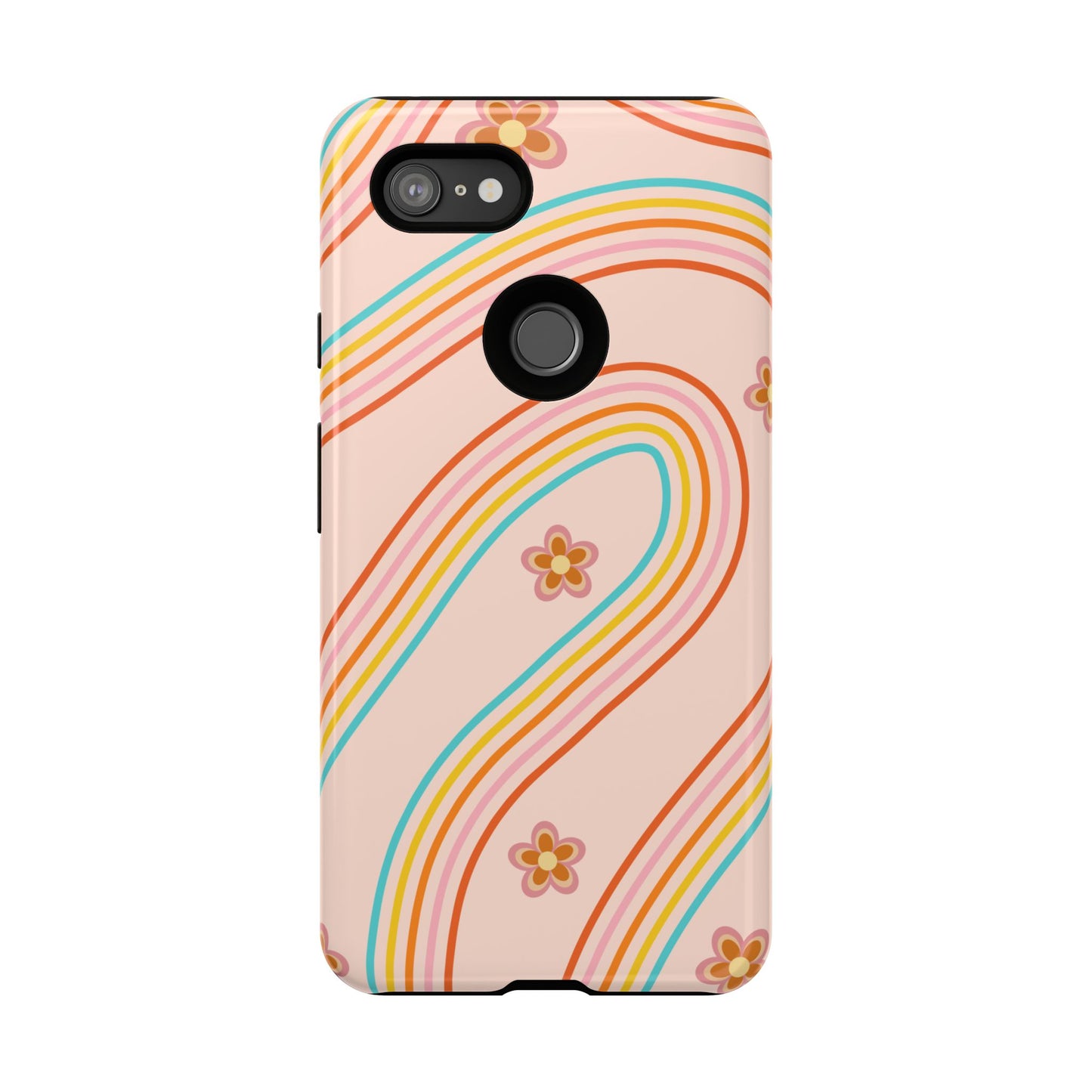 Retro Rainbow Phone Case - Tough & Stylish Floral Design