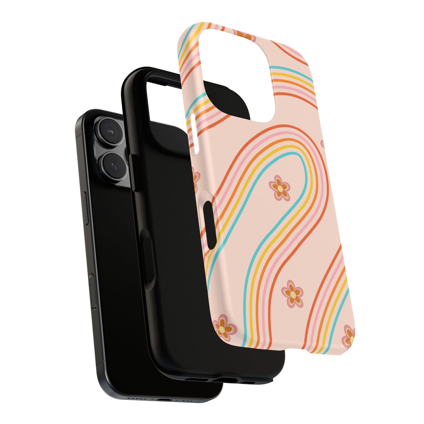 Retro Rainbow Phone Case - Tough & Stylish Floral Design