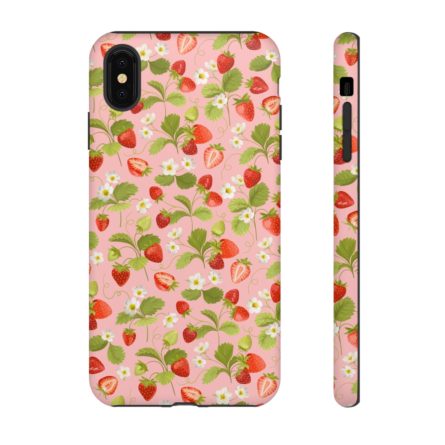 Strawberry Floral Tough Case - Cute Berry Pattern Phone Cover