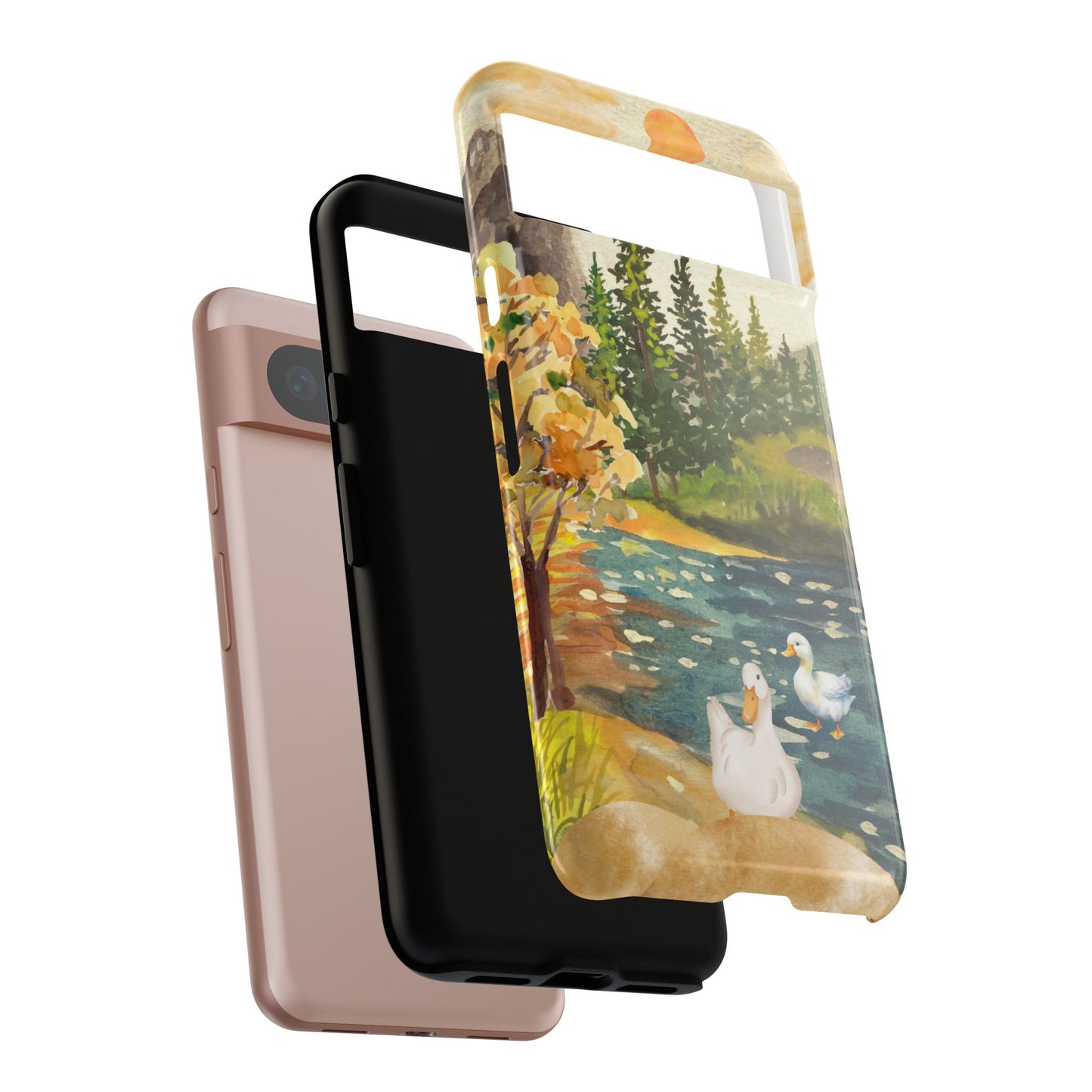 Artistic Phone Case with Ducks and Nature Scene