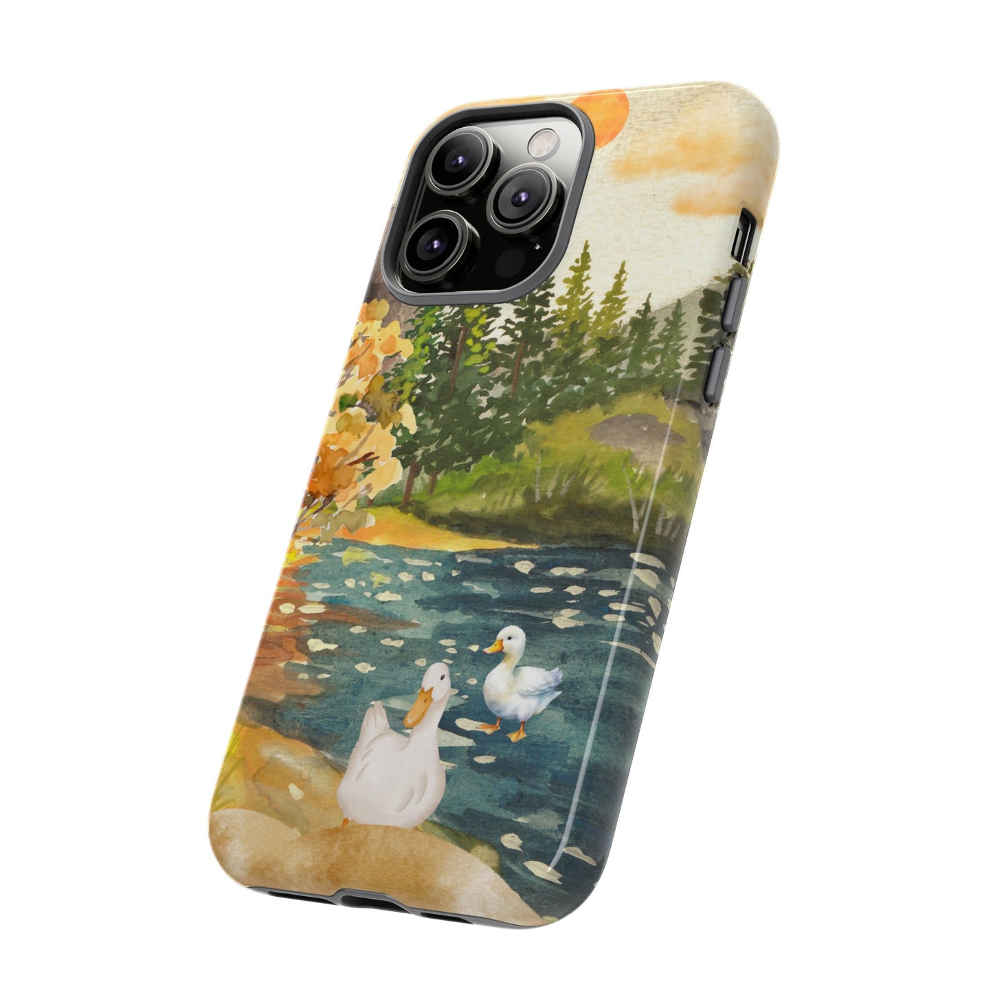 Artistic Phone Case with Ducks and Nature Scene