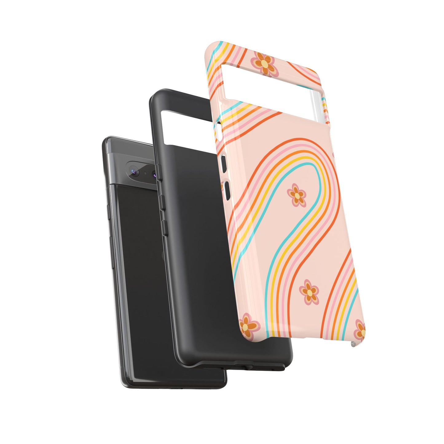 Retro Rainbow Phone Case - Tough & Stylish Floral Design