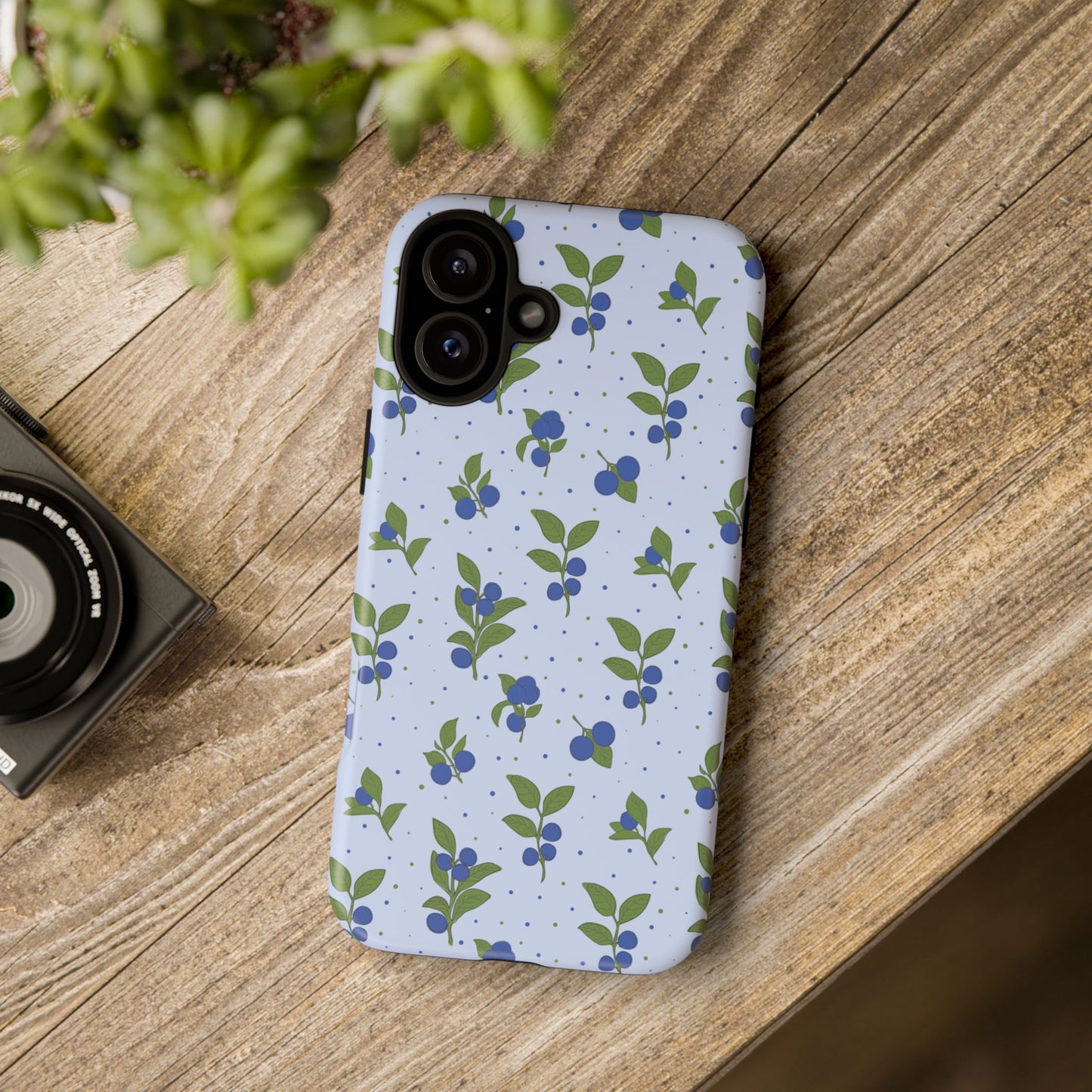 Floral Tough Phone Case - Blueberry Blossom Design