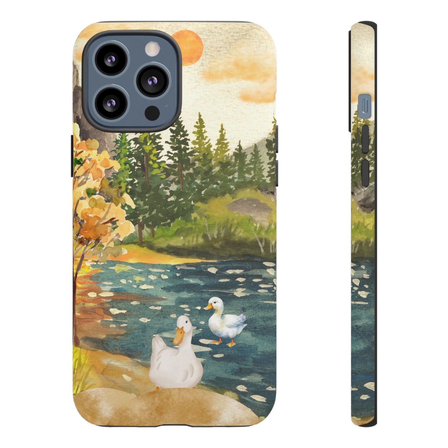 Artistic Phone Case with Ducks and Nature Scene