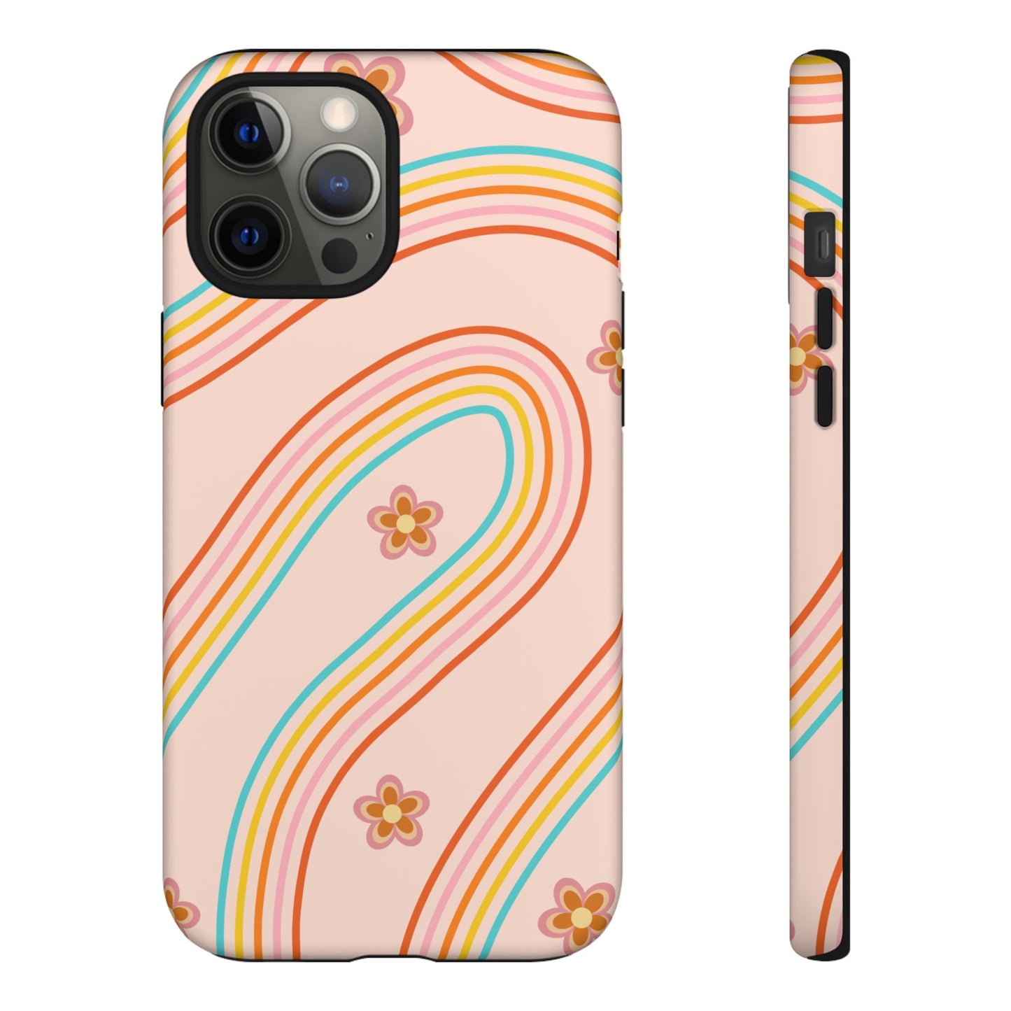 Retro Rainbow Phone Case - Tough & Stylish Floral Design