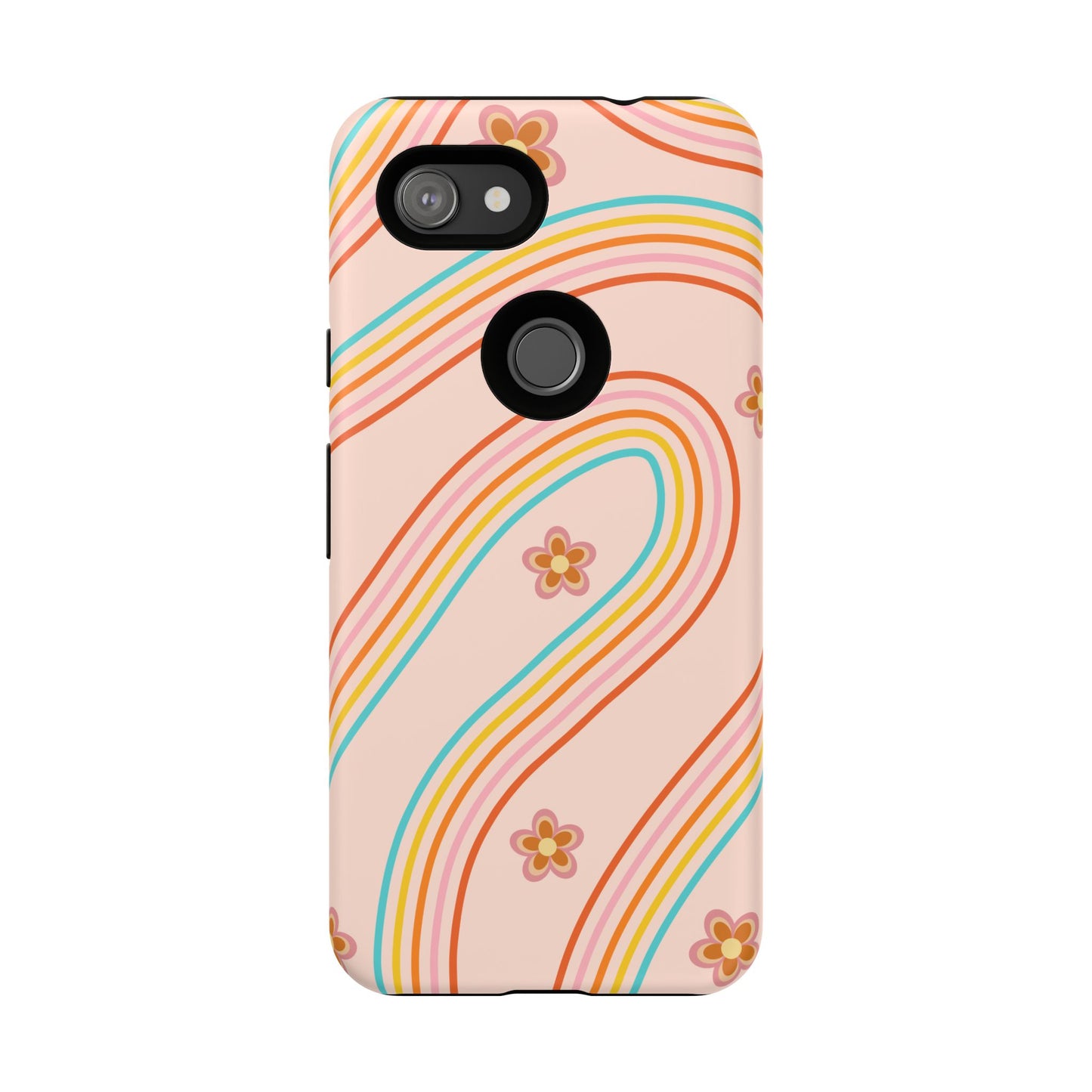 Retro Rainbow Phone Case - Tough & Stylish Floral Design