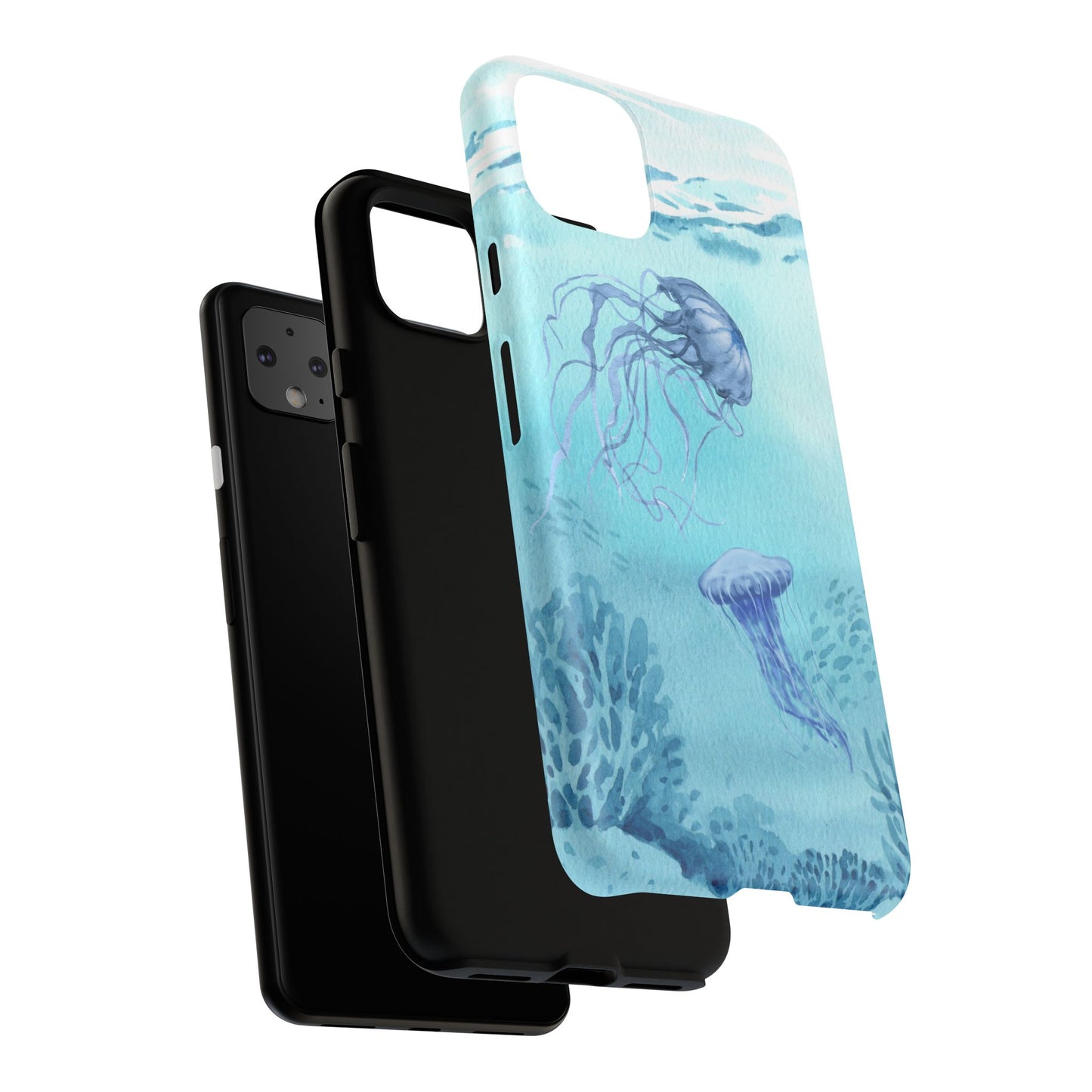 Ocean-Inspired Tough Phone Case with Jellyfish Design