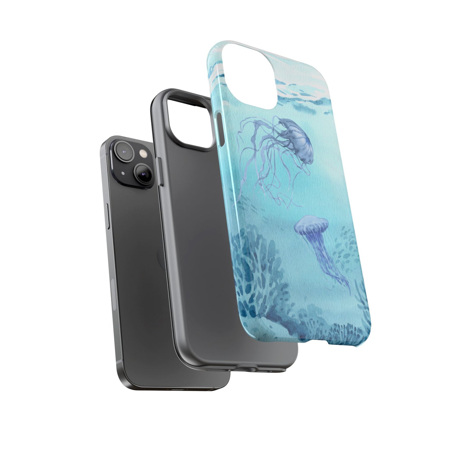 Ocean-Inspired Tough Phone Case with Jellyfish Design