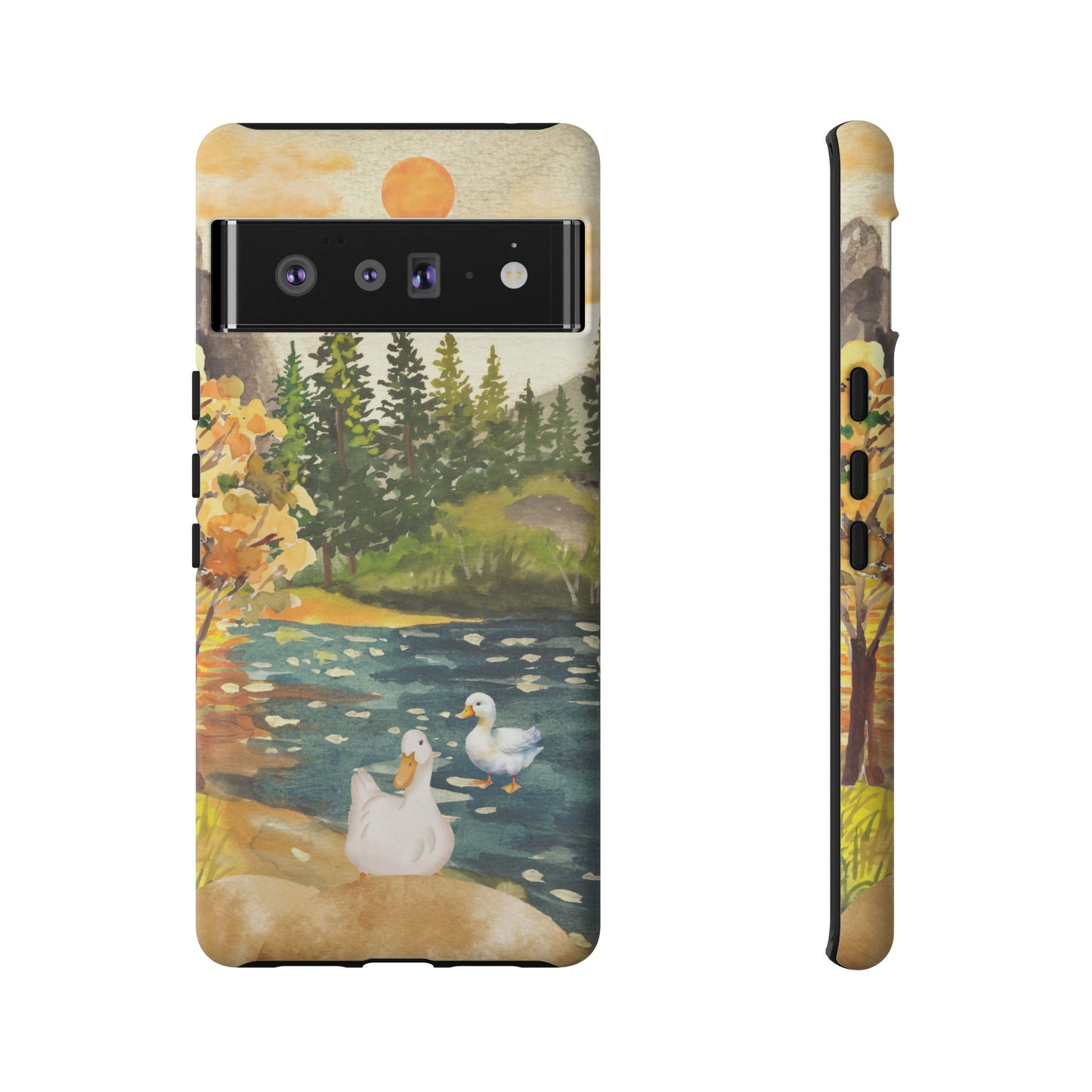 Artistic Phone Case with Ducks and Nature Scene