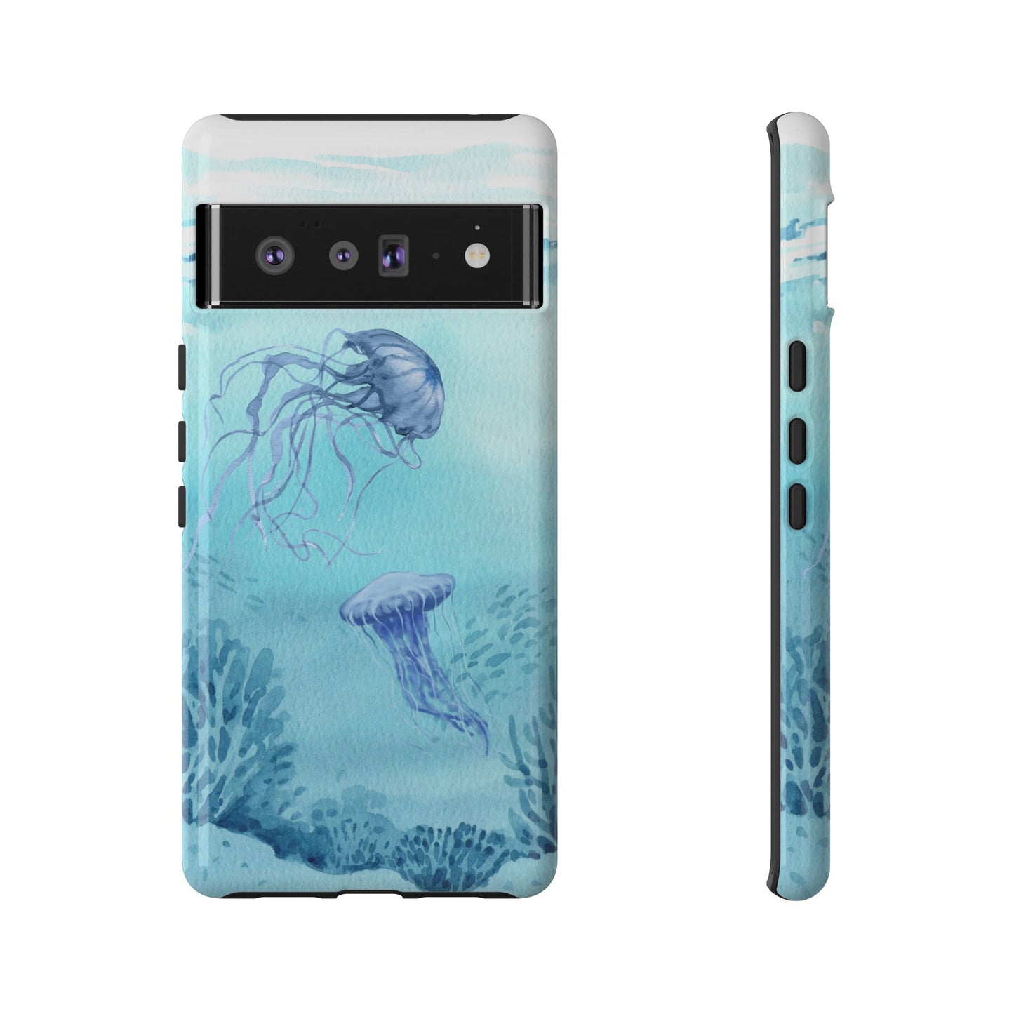 Ocean-Inspired Tough Phone Case with Jellyfish Design