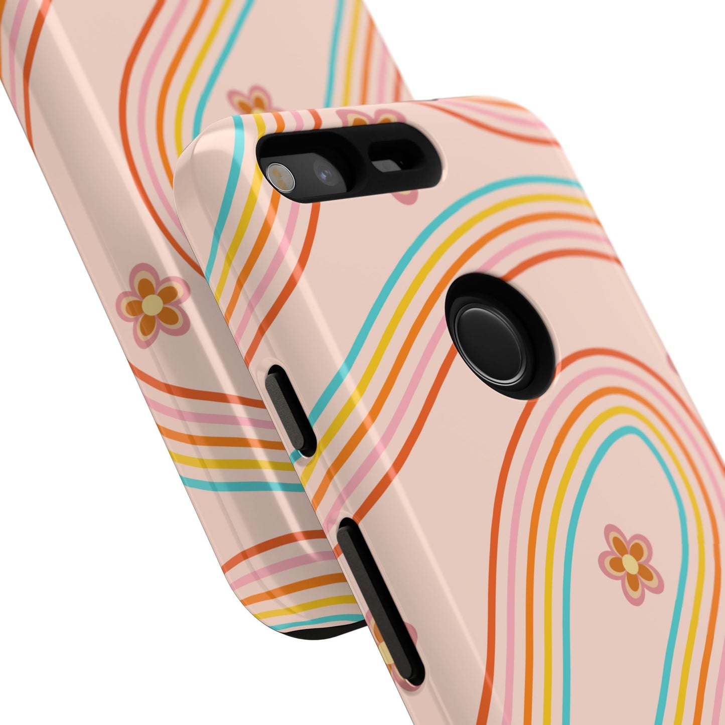 Retro Rainbow Phone Case - Tough & Stylish Floral Design