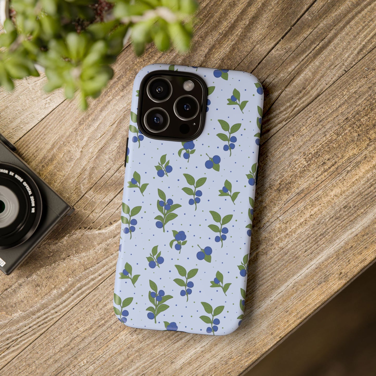Floral Tough Phone Case - Blueberry Blossom Design