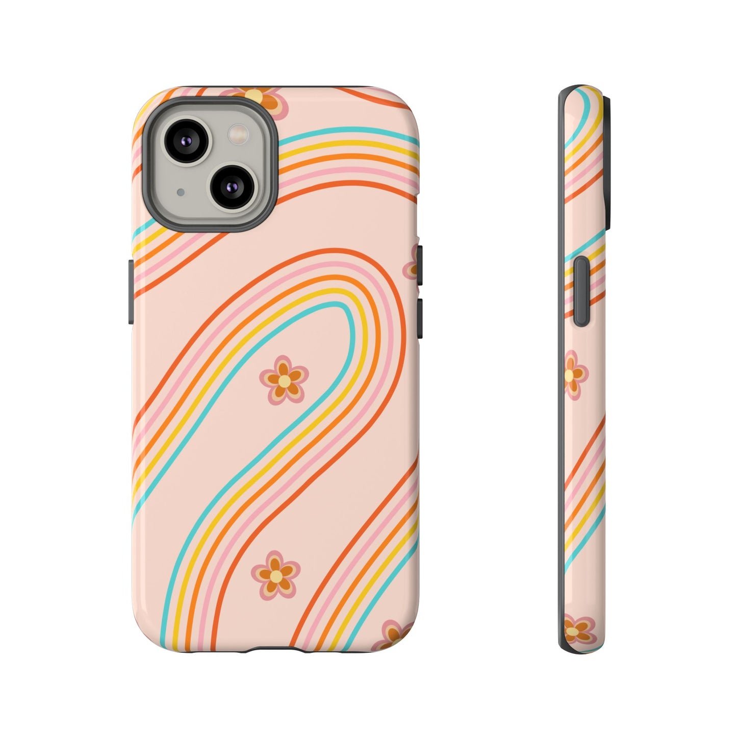 Retro Rainbow Phone Case - Tough & Stylish Floral Design