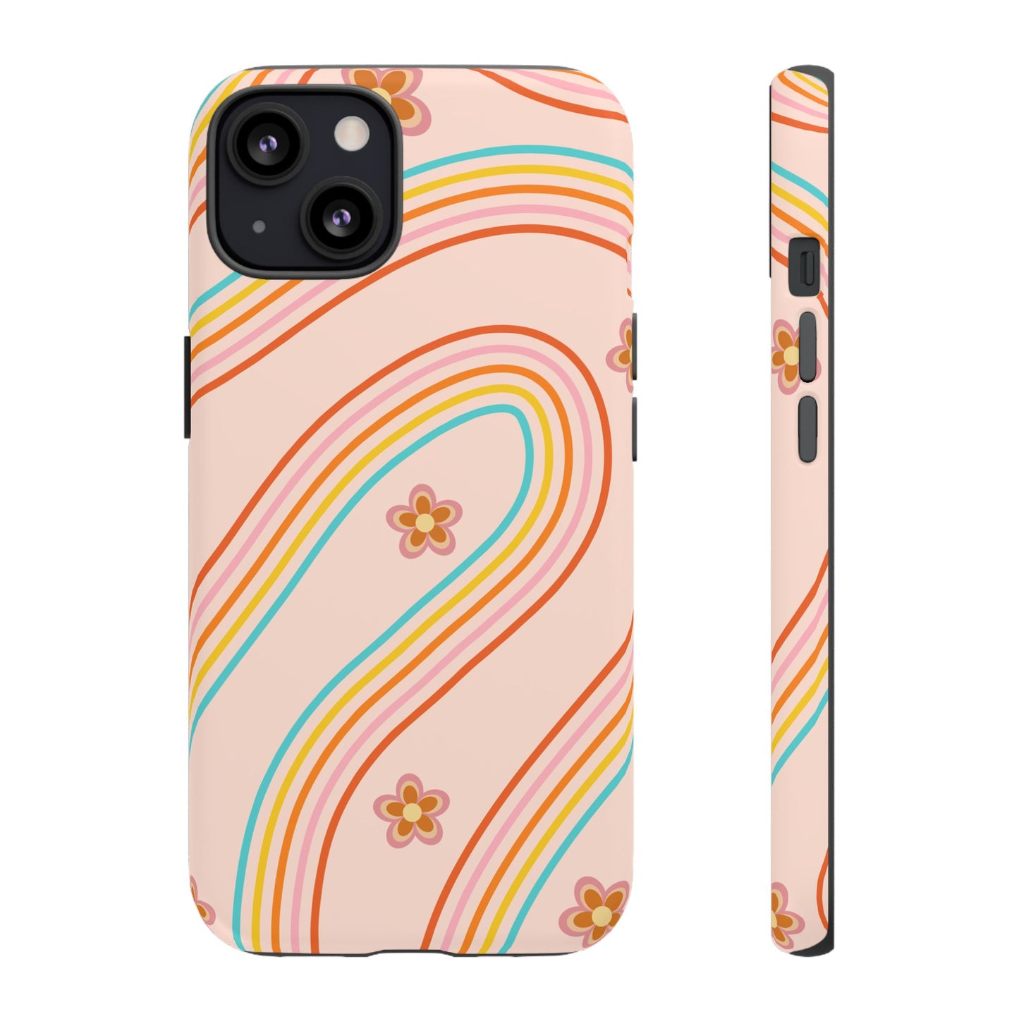 Retro Rainbow Phone Case - Tough & Stylish Floral Design