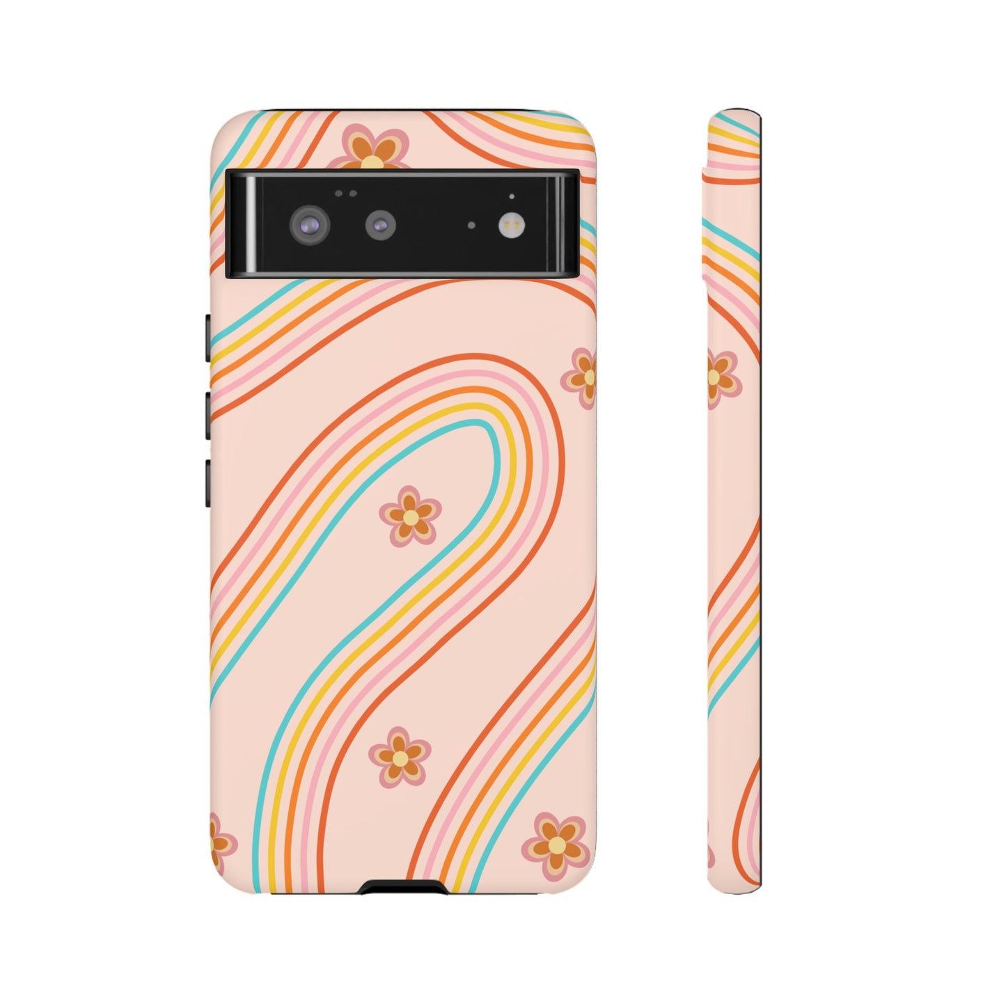 Retro Rainbow Phone Case - Tough & Stylish Floral Design