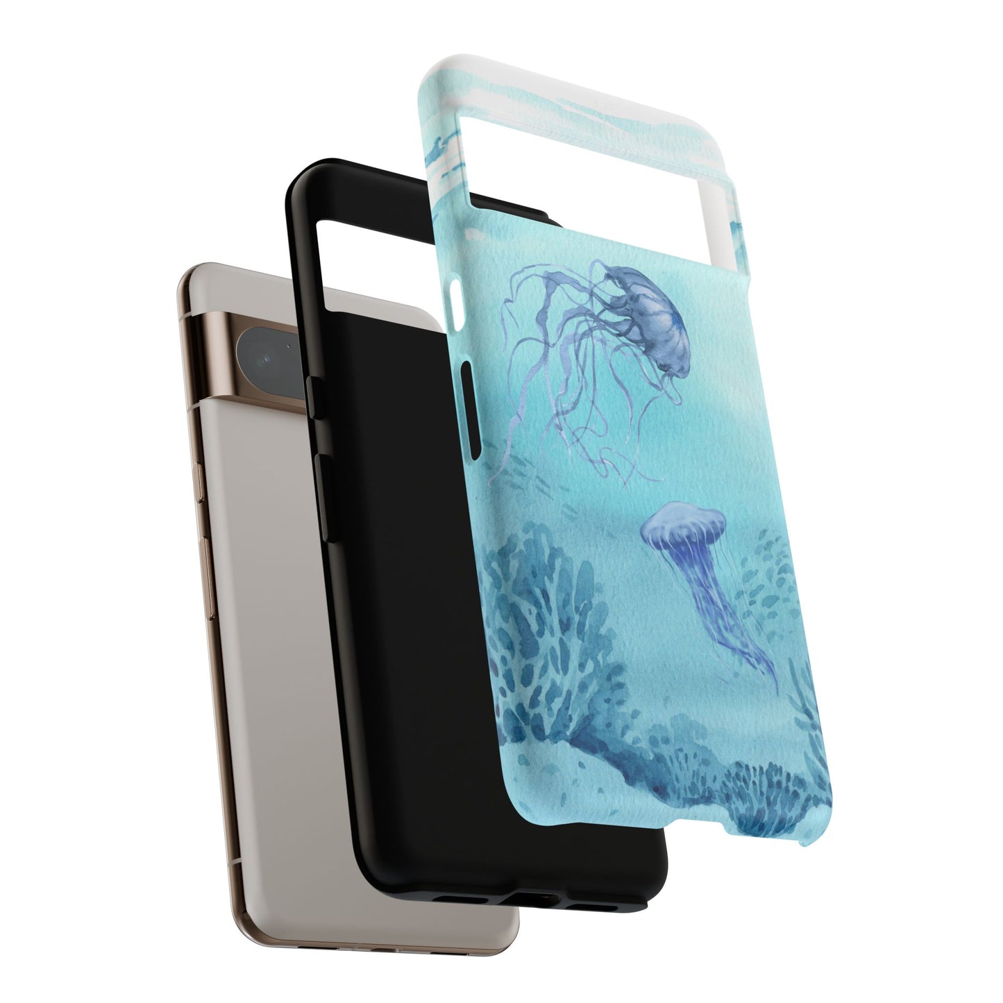 Ocean-Inspired Tough Phone Case with Jellyfish Design